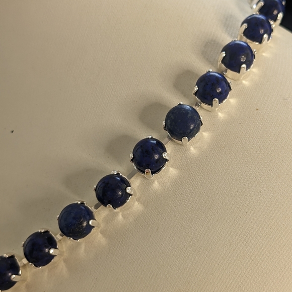 Genuine Natural Lapis Lazuli in Silver Plated Necklace - new - Picture 6 of 7